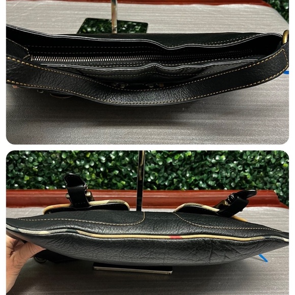 BURBERRY Calfskin Two Front Pocket Shoulder Bag Black - Picture 8 of 11